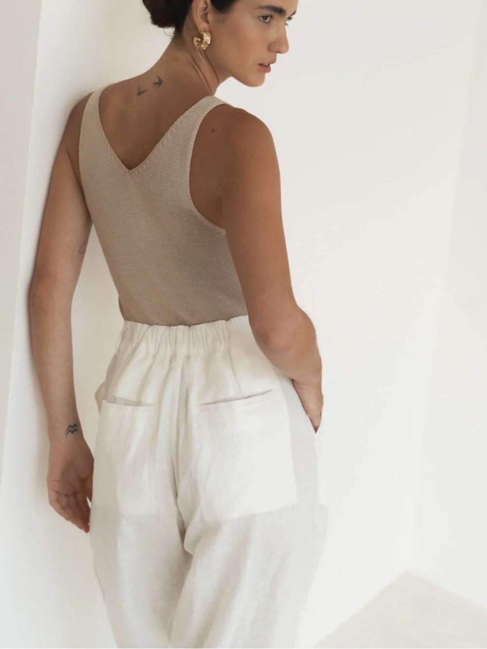 NWT Luciee Tapered Suiting Linen Trouser XS Natural Brown - Picture 12 of 12